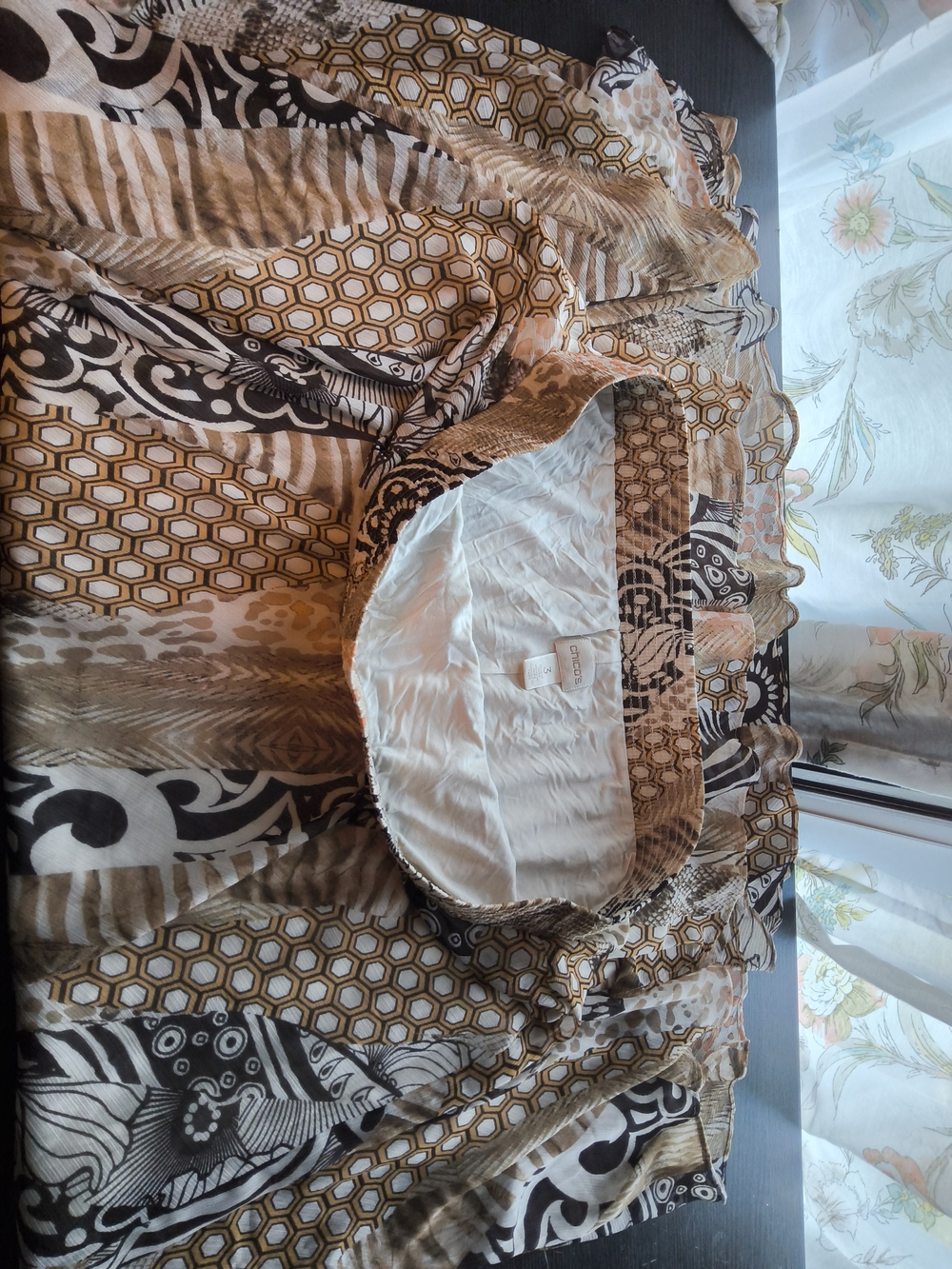 Chico's Mixed Pattern Maxi Skirt in Brown, Cream and Black - Picture 2 of 3
